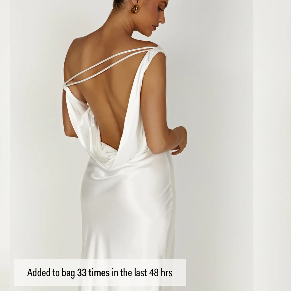 Meshki Yvette Slip Maxi Dress with Asymmetrical Hem - White